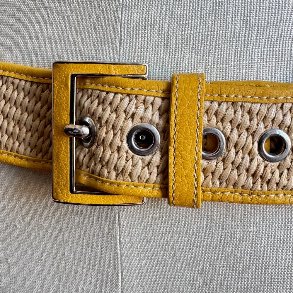 PRADA Yellow Leather & Rattan Belt - Picture 3 of 7